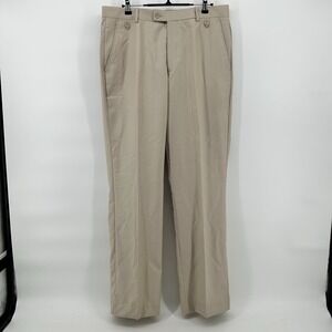 Eddie Domani Dress Pants Mens 34x32‎ Beige Pleated Slacks NWT